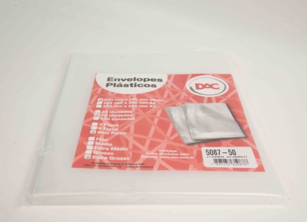 SACO PLASTICO OFICIO 0.20 MICRAS EXTRA GROSSO C/4 FUROS C/100 UNID - DAC