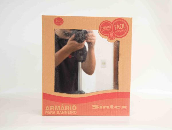 ARMARIO PLASTICO PARA BANHEIRO C/ ESPELHO 30x35x10cm - BRANCO - SINTEX