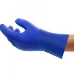 LUVA EM PVC C/ FORRO PALMA ASPERA 26cm AZUL TAM. 8 (M) - CA 26043 - ANSELL (mod. 14-662)