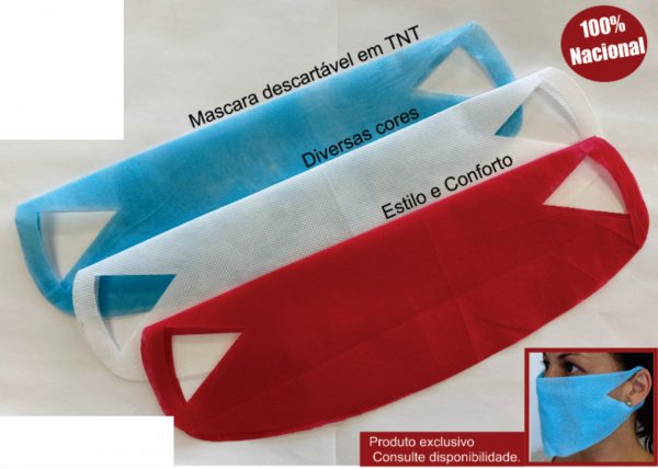 MASCARA DESCARTAVEL EM TNT 90g C/ ENCAIXE ORELHAS COR PRETA - UNIVERSO