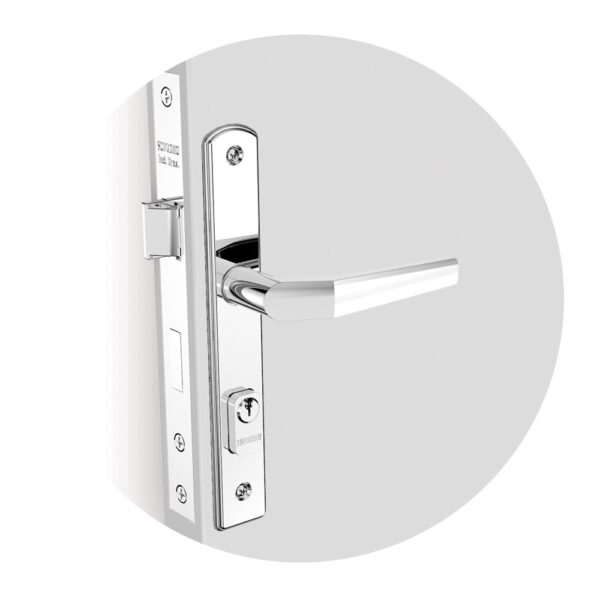 FECHADURA EXTERNA ALAVANCA CROMADA 20x53 (SERRALHEIRO) - SOPRANO (mod. POPLINE)