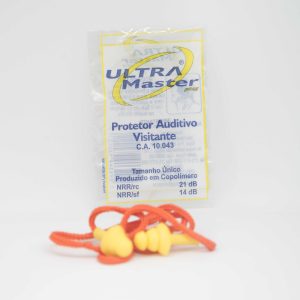 PROTETOR AUDITIVO - TIPO PLUG DE COPOLIMERO C/ CORDÃO DE ALGODÃO - CA 10043 - ULTRA MASTER (visitante)